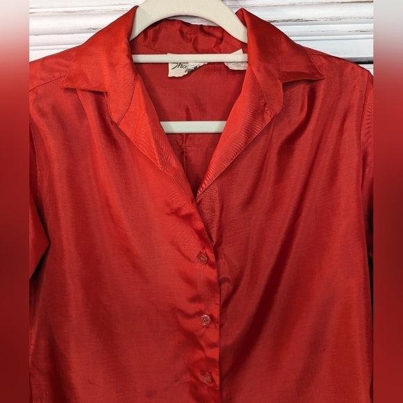 Vintage Shapely Women’s Red Satin Button-Up 1960s Elegant Dressy Top Size 8 - Picture 9 of 14